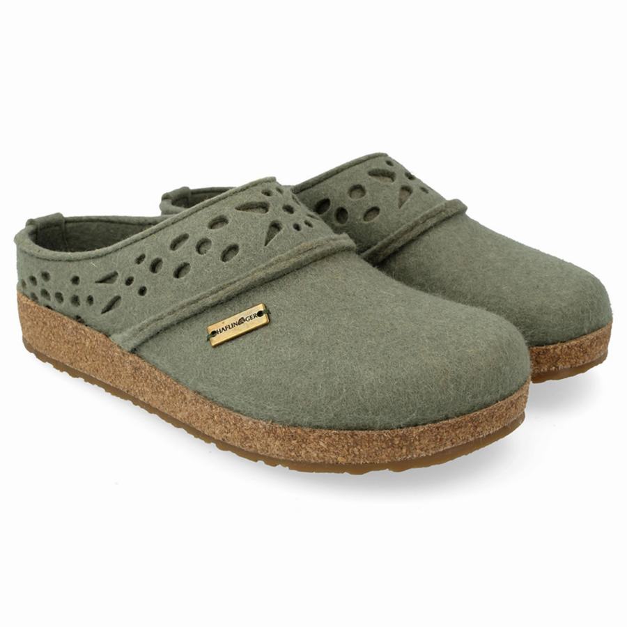 Haflinger Lacey Clogs Dam Gröna | UQL2978TI