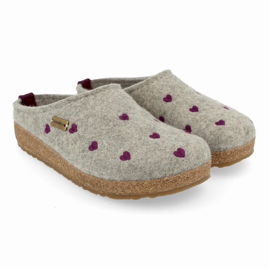 Haflinger Cuoricini Clogs Dam Silver Grå | CHB8611RD