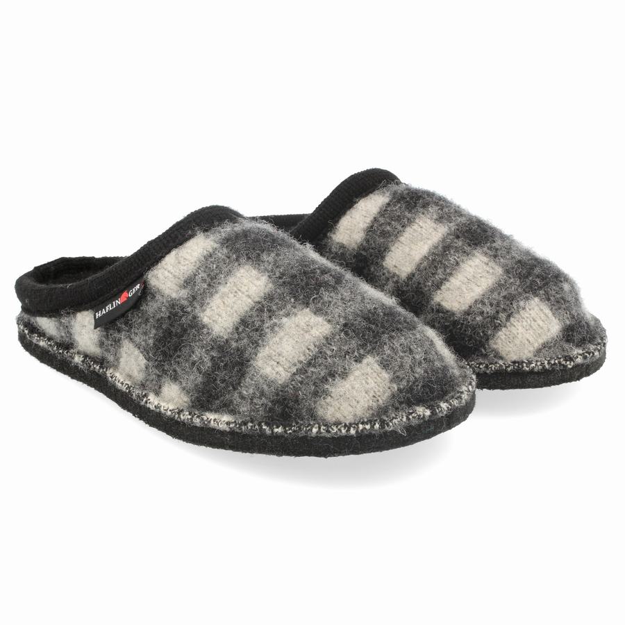 Haflinger Plaid Novelty Tofflor Dam Svarta Vita | OVX2098SO